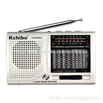 FM/MW/SW Radio with MP3 Player and 11 Band Receiver, 360 Degrees Antenna